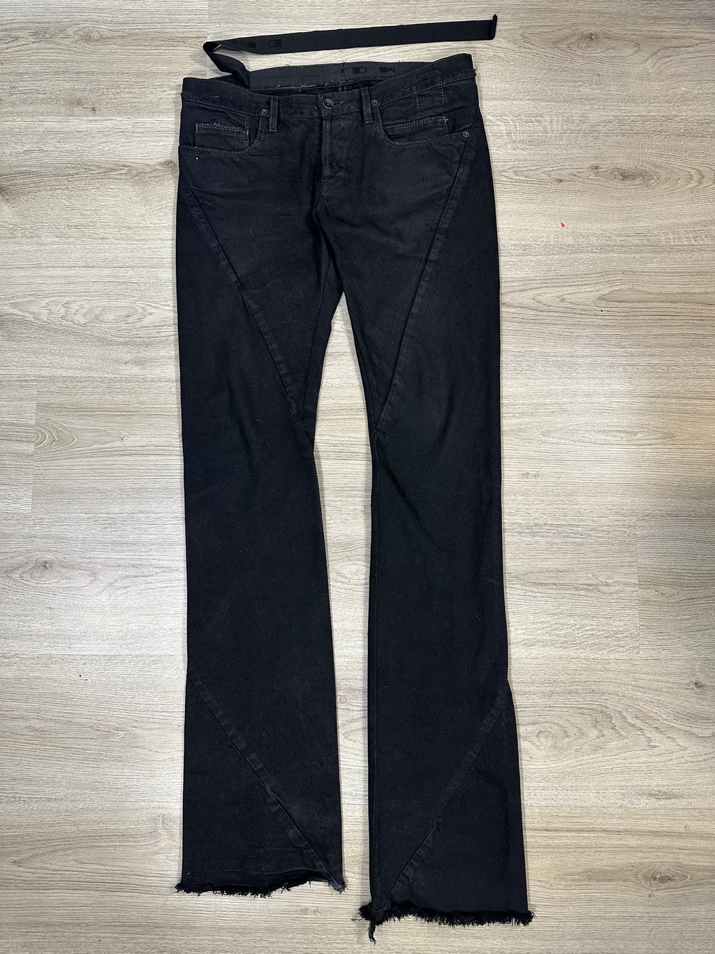 AW09 Rick Owens Black Wax Spiral Cut Denim
