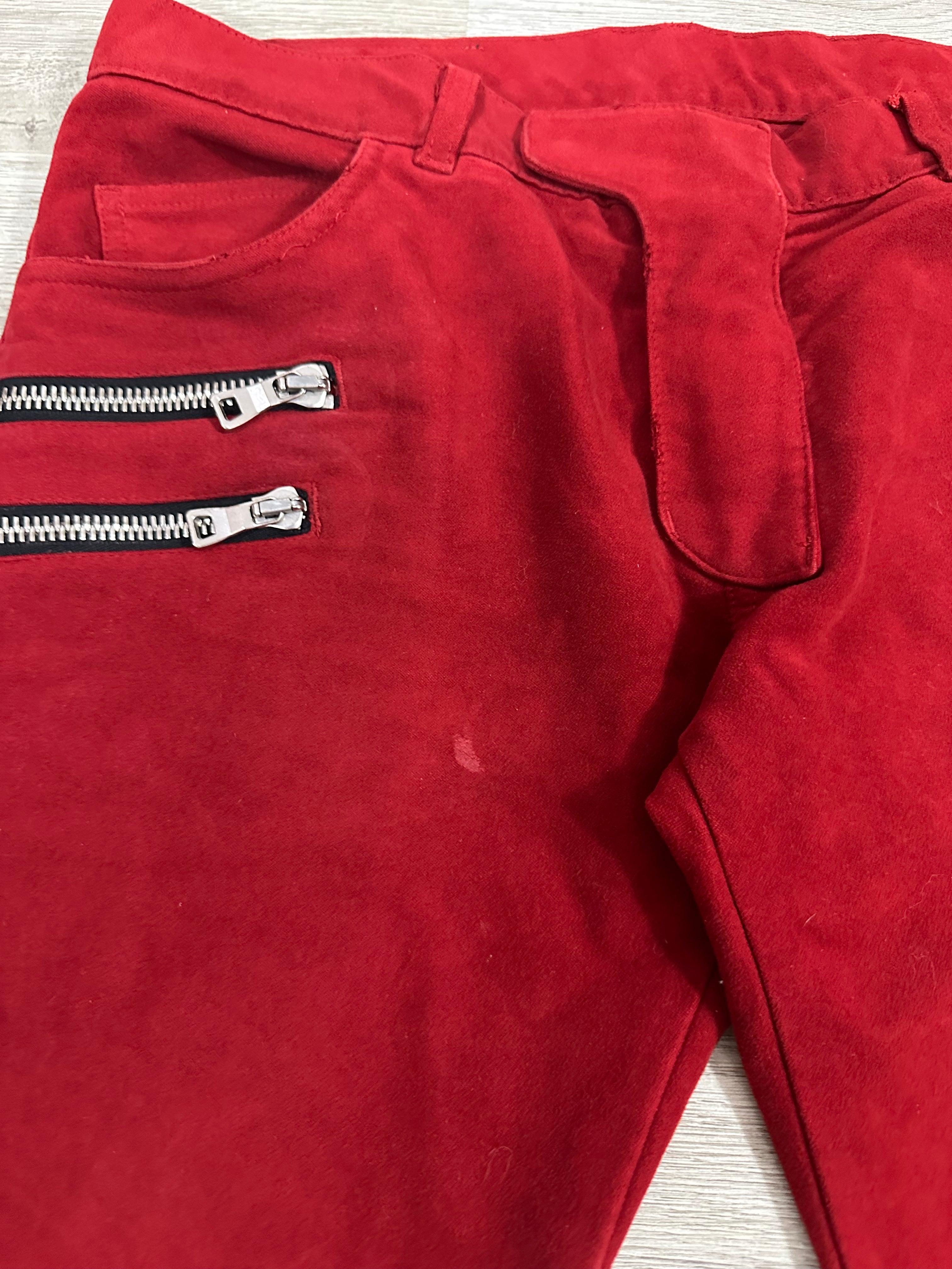 SS11 Balmain Red Sueded Trousers