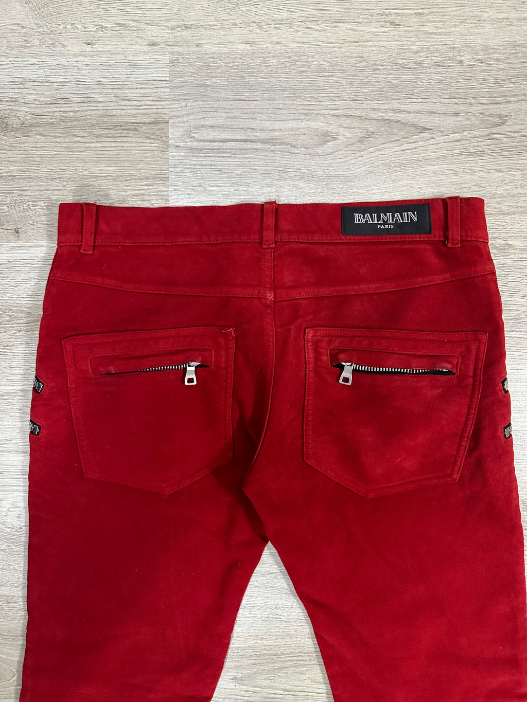 SS11 Balmain Red Sueded Trousers