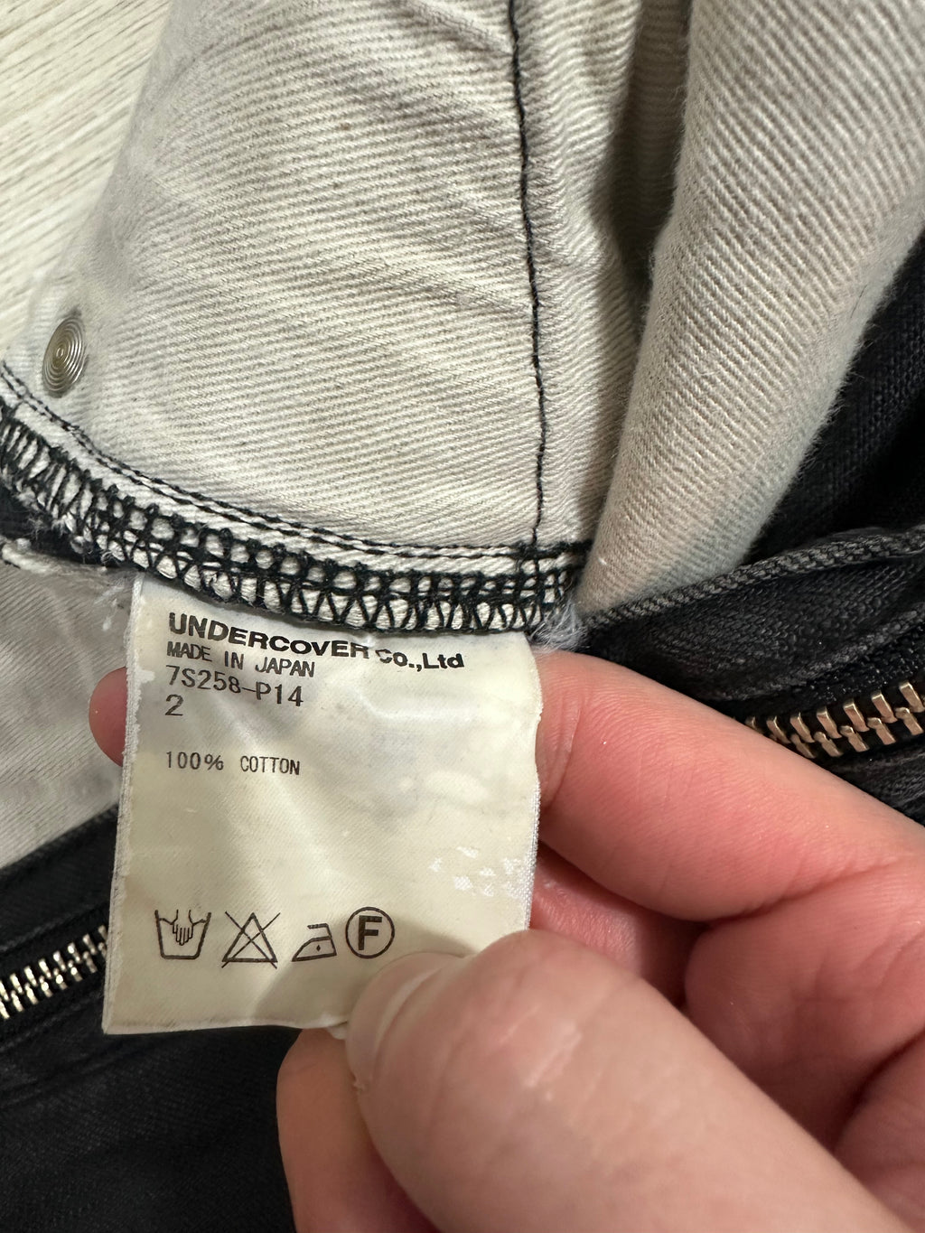 UNDERCOVER SS07 Chaos Waxed Zipper Denim