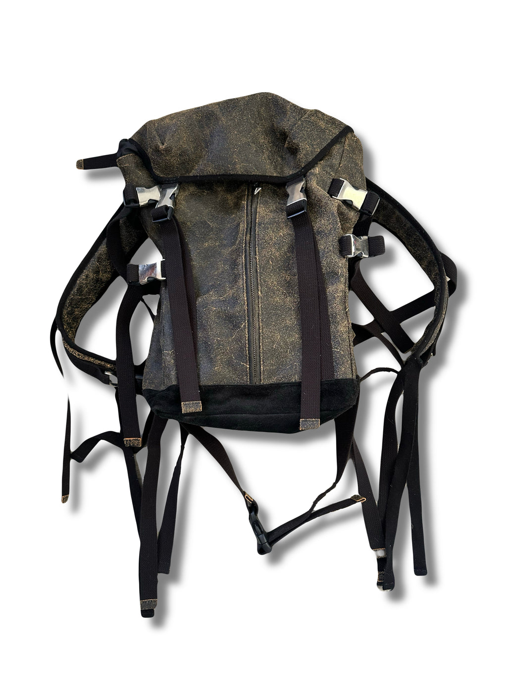 AW13 Mihara Yasuhiro Cracked Leather Backpack - Brown