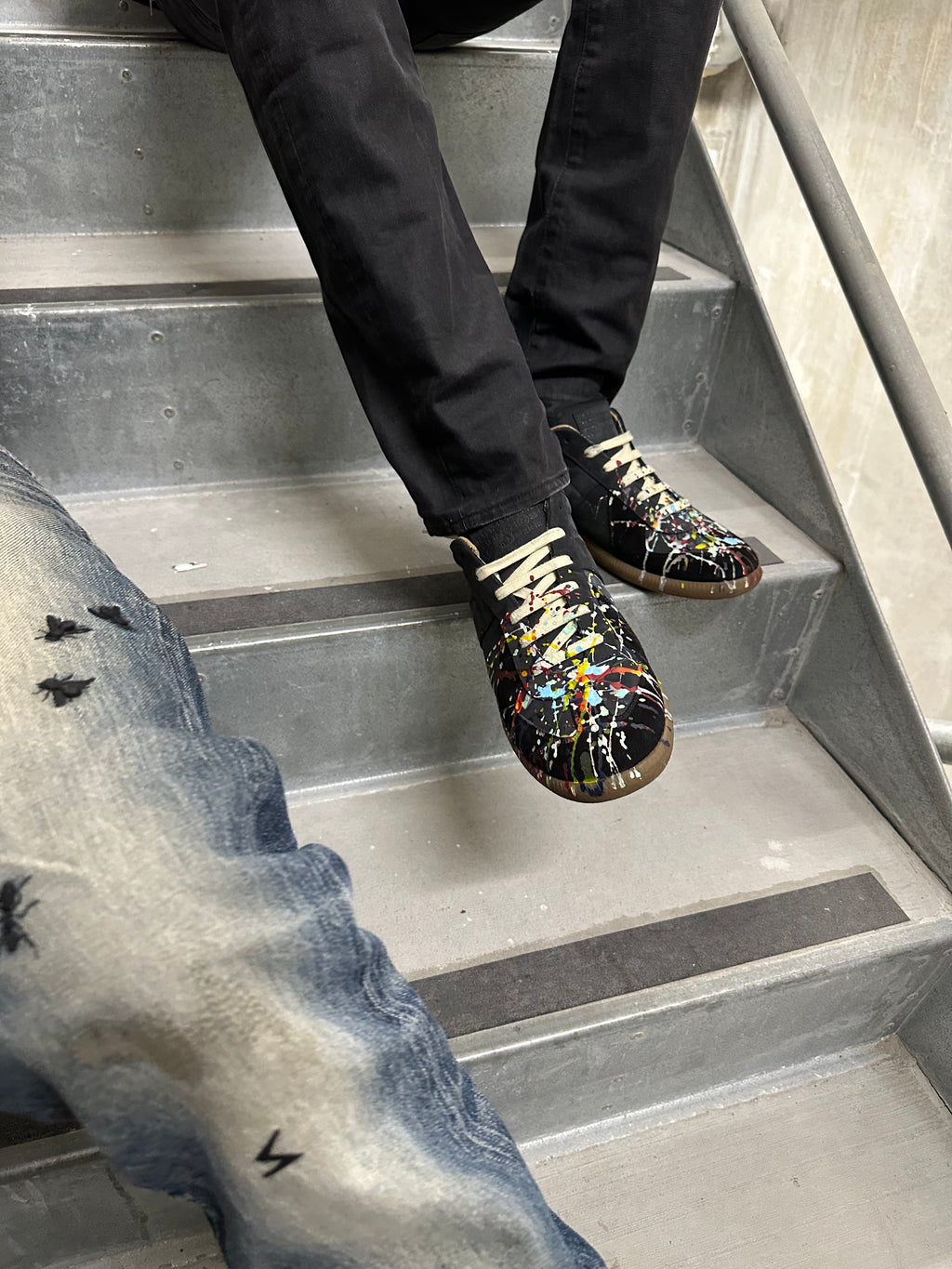 Maison Martin Margiela Black Paint Splattered Gats