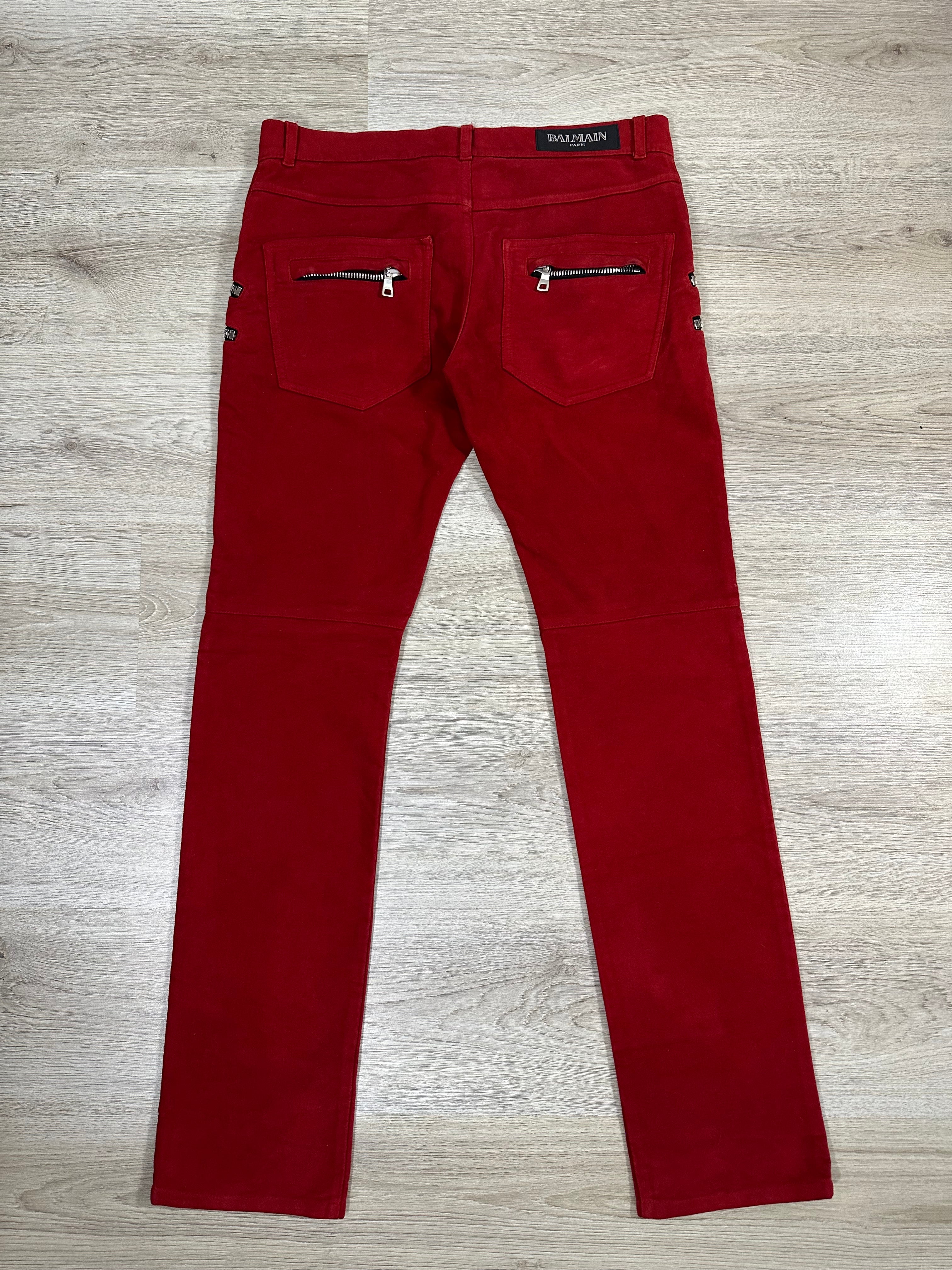 SS11 Balmain Red Sueded Trousers