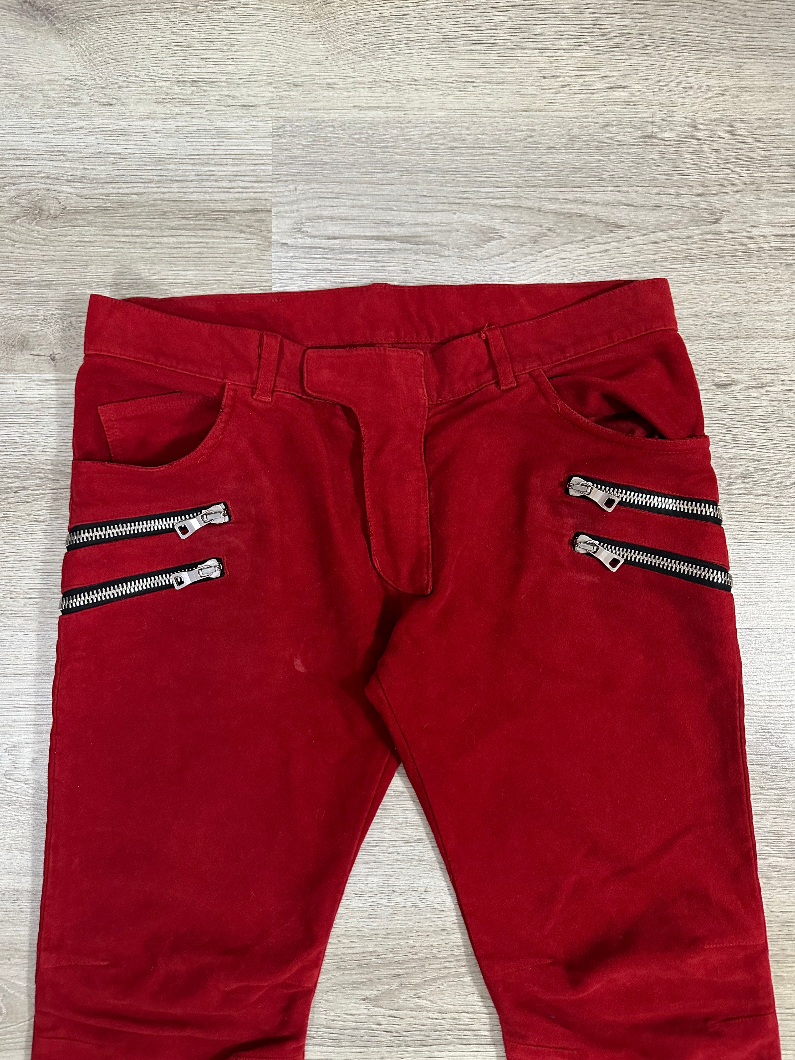 SS11 Balmain Red Sueded Trousers