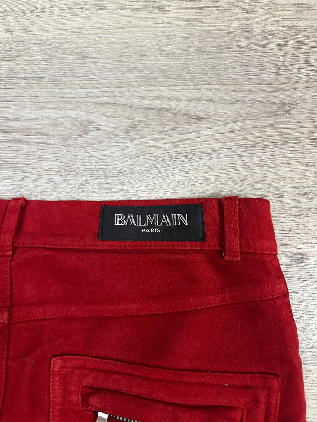 SS11 Balmain Red Sueded Trousers
