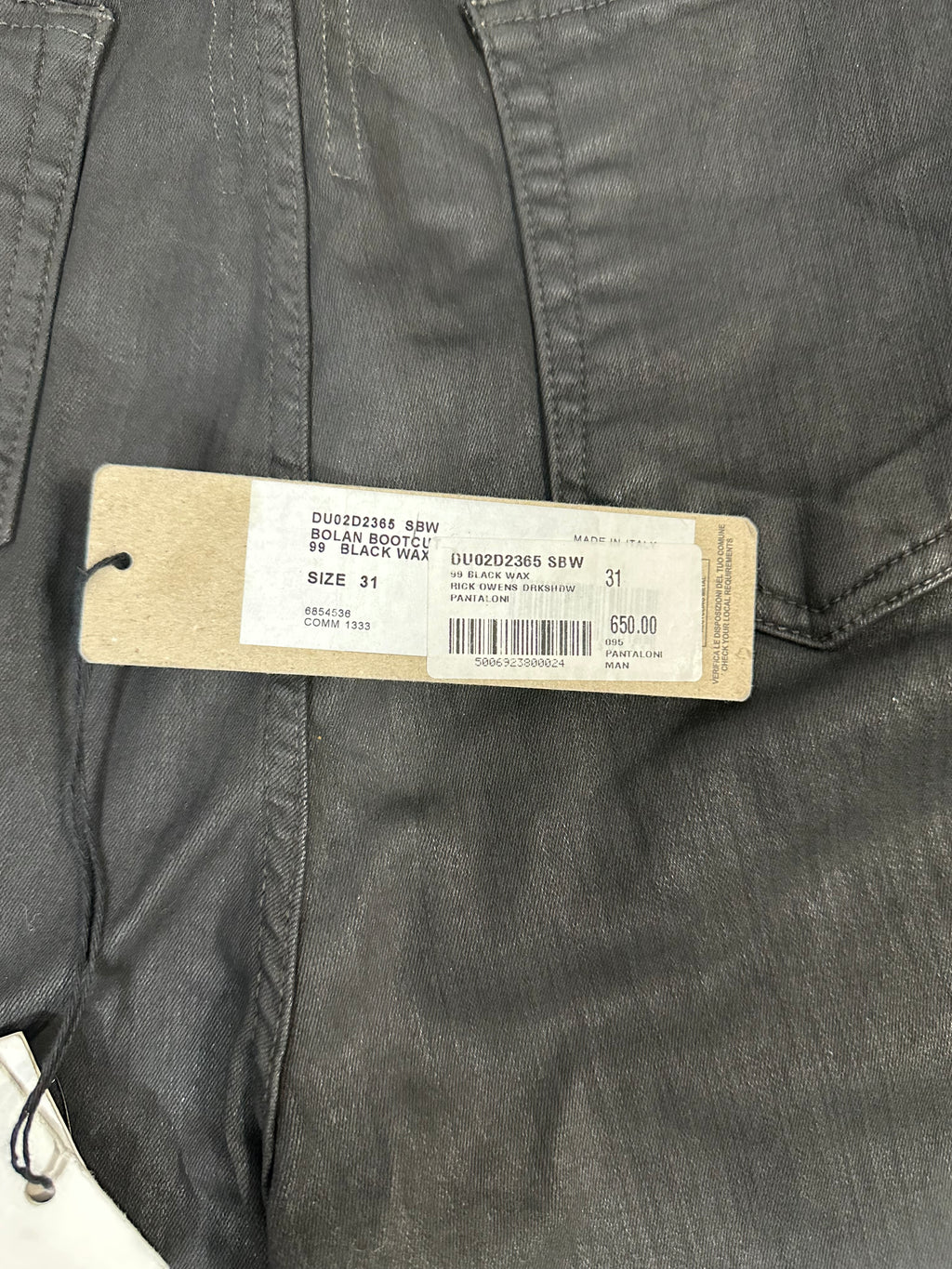 AW24 Rick Owens DRKSHDW Bolan Bootcut SBW Waxed Denim