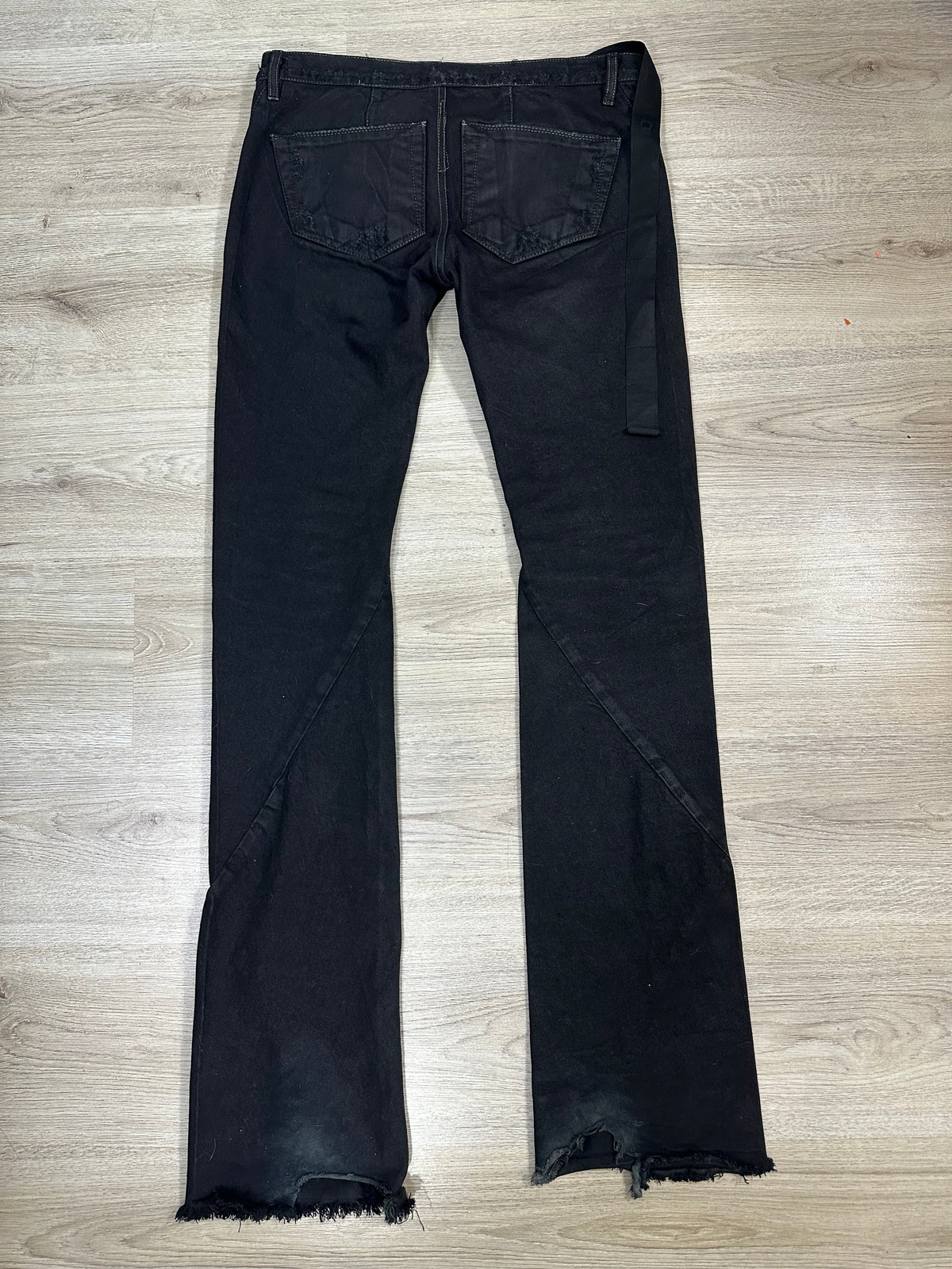 AW09 Rick Owens Black Wax Spiral Cut Denim